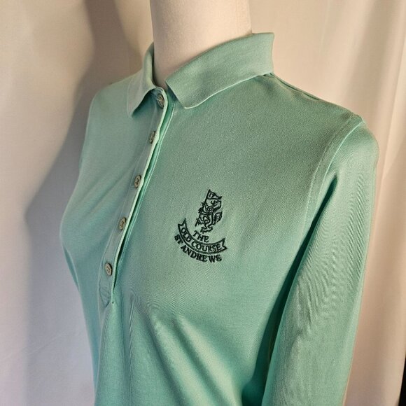 Peter Millar Women's Size Medium St. Andrews Logo Long Sleeve Polo Shirt - Picture 2 of 9